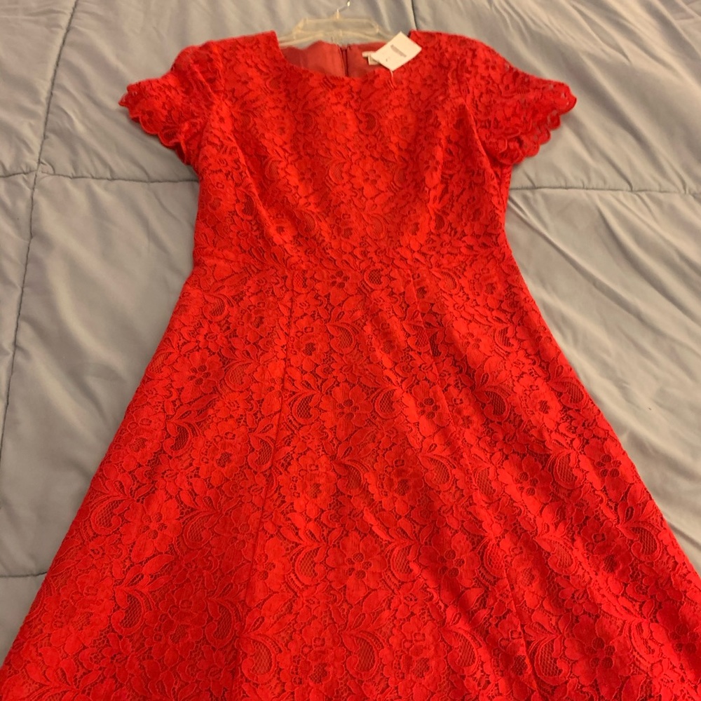 New with tags JCrew red lace dress - Picture 3 of 4